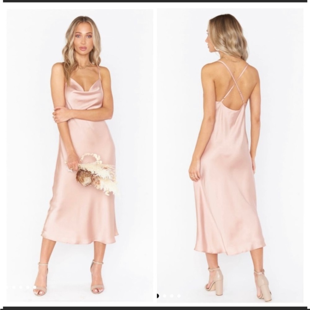 Show me Your Mumu Verona Cowl Dress in Rose Gold Size S NWOT